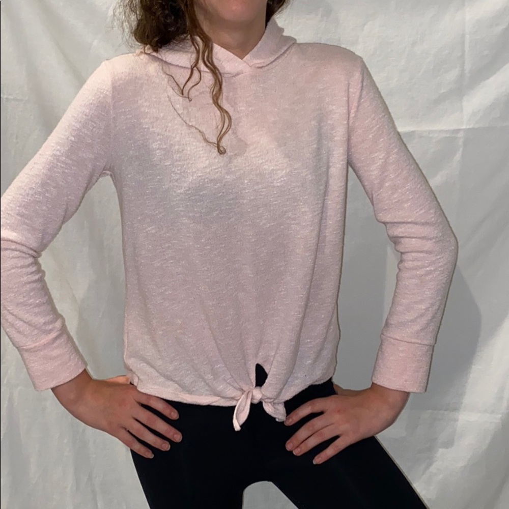 Pink Cropped Tied Sweater